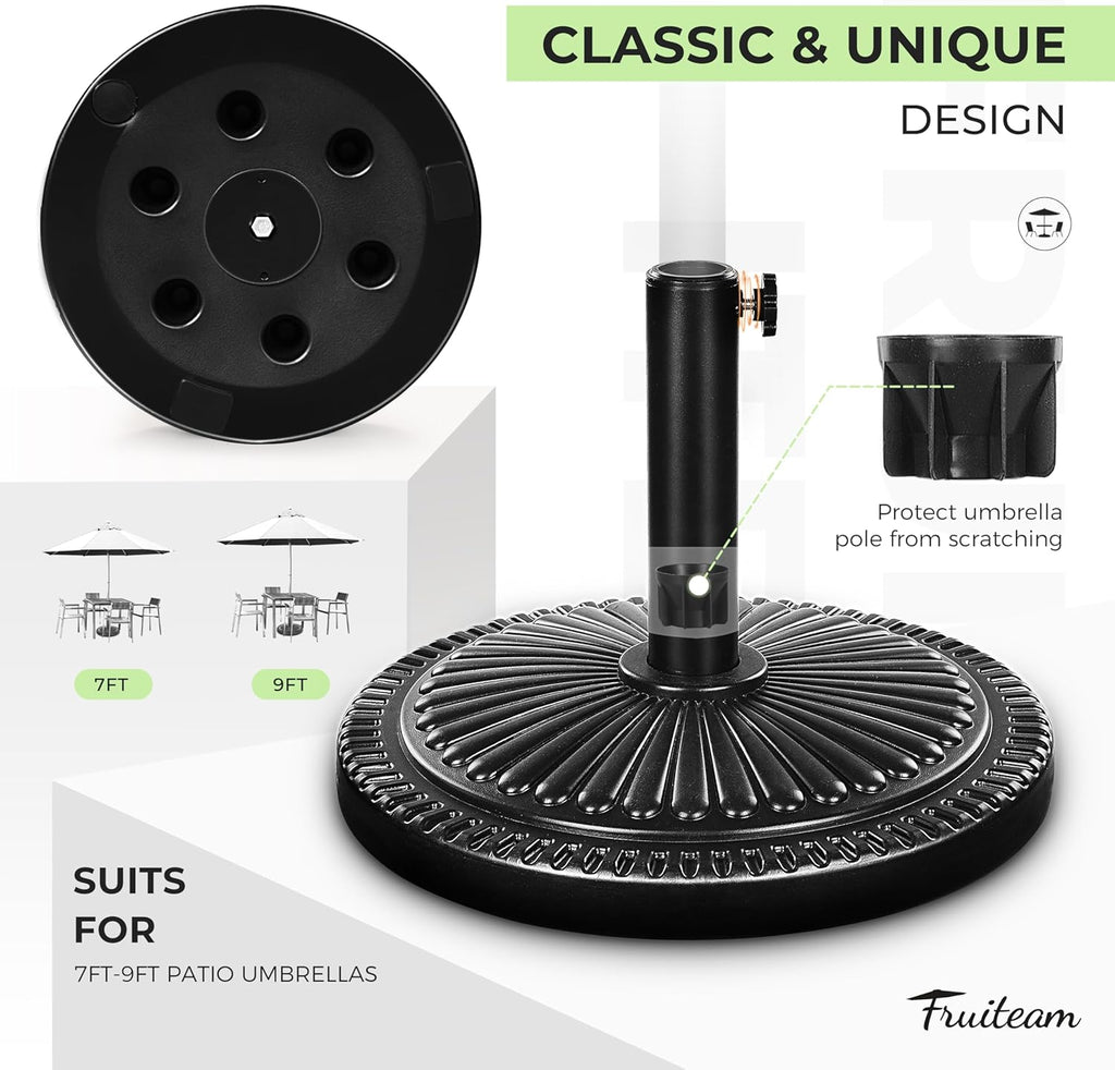 15" 23 lbs Round Patio Umbrella Base Pre-Filled Umbrella Stand Sun-Flower-Pattern Heavy Duty Market Umbrella Base Stand