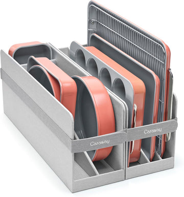 11-Piece Non-Stick Ceramic Bakeware Set | Sheets, Assorted Pans, Cooling Rack, Storage, Aluminized Steel Body