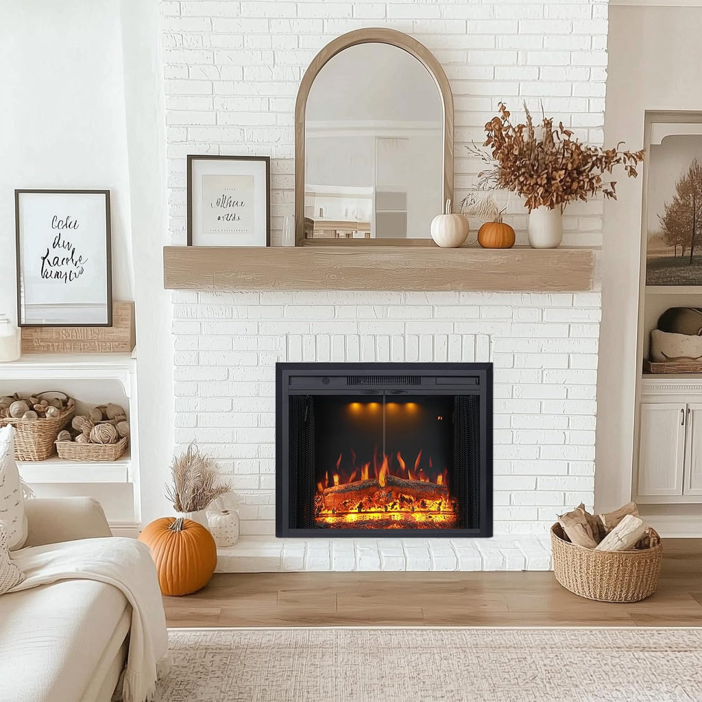 35.63” W 27.5" H Electric Fireplace Insert with Low/High Temperature Settings