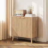 Fluted Storage Cabinet, Sideboard Buffet with Doors and Shelf, Wooden Console Table & Credenza