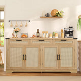 61” Large Buffet Cabinet with Storage, Sideboard Cabinet with 4 Doors and 3 Drawers, Farmhouse Buffet Table