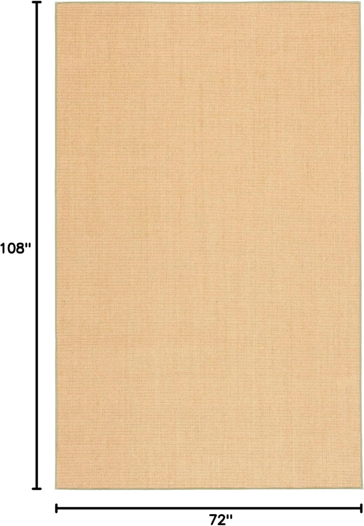 X Area Rug Collection - 6' x 9', Natural & Green, Sisal & Jute, Farmhouse Style, Ideal , Dining Space (MSR9501E)