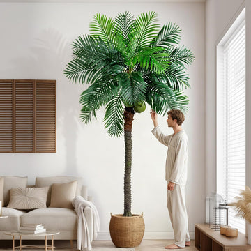 9FT Large Artificial Palm Tree Big Faux Tropical Phoenix Trees Indoor Outdoor Realistic Floor Plants Tall Fake Plant