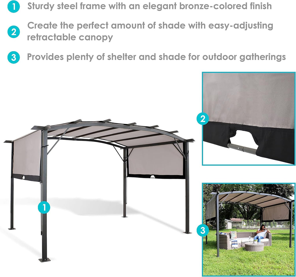 9' x 12' Outdoor Pergola with Retractable Canopy