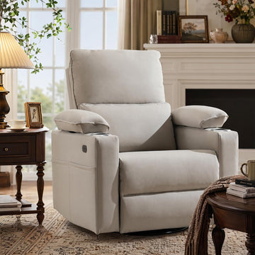 270° Swivel Rocker Recliner with Adjustable Armrests,Oversized Power Nursery Recliner with Heating and