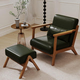Modern Lounge Chair and Ottoman — Green Faux Leather