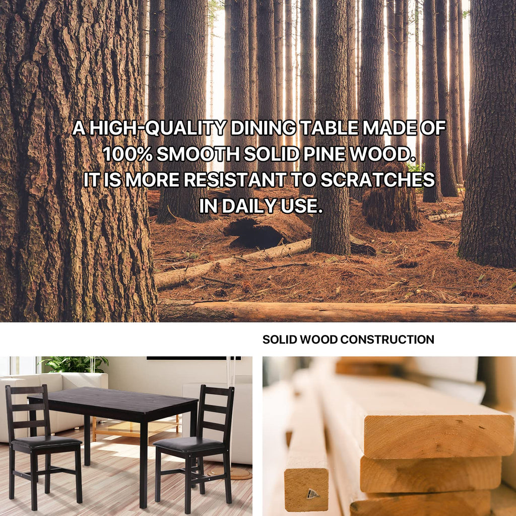 Kitchen Table Set for 2, 3 Piece Wooden Dining Table Set with 2 Chairs for Small Space, Modern Square Counter Height