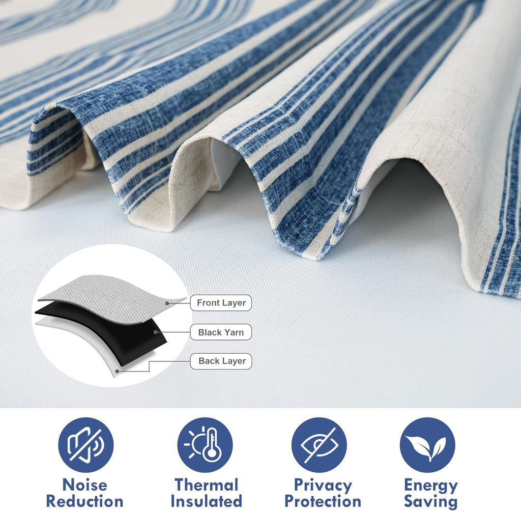 Chris Double Layer Blackout Tie Up Curtains Thermal Insulated Fully Lined Vertical Striped Balloon Roman Shade