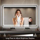 60x36 LED Bathroom Mirror with Lights, Dimmable, Anti-Fog, Backlit + Front Lit, and 3X Magnification Mirror, Smart