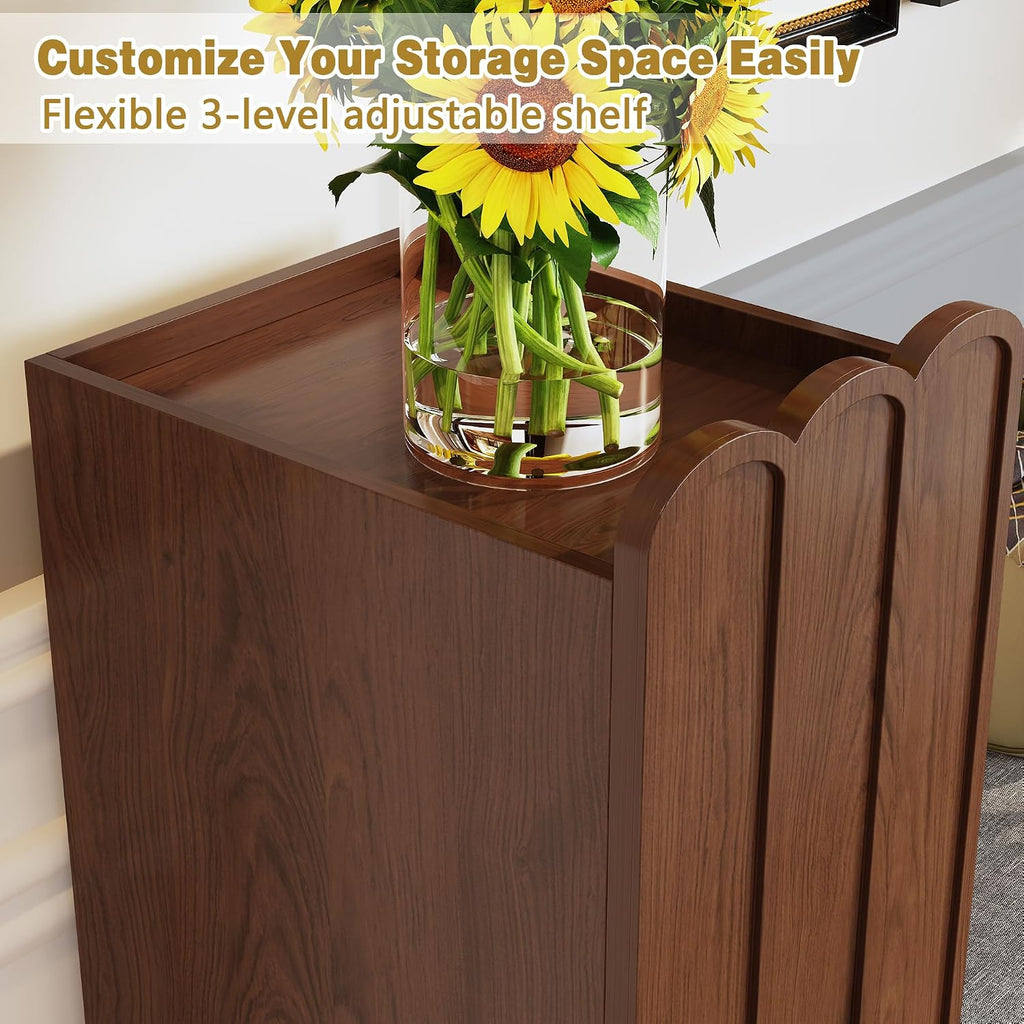 Shoe Organizer Cabinet,Entryway Bench with Adjustable Shelves and Cushioned Seat,Unique L-Shaped Bench Cabinet