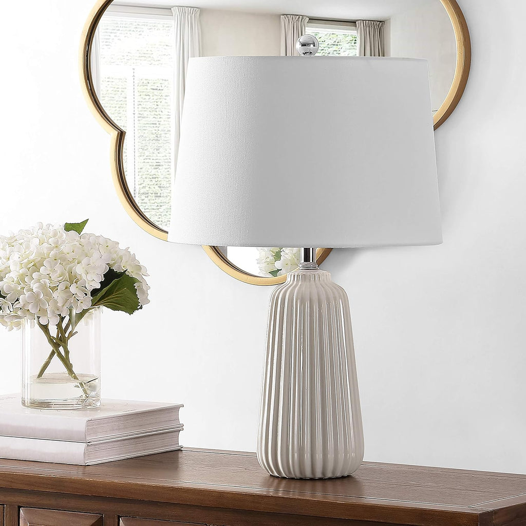 Sawyer Modern Ivory Ceramic 24-inch Bedroom Living Room Home Office Desk Nightstand Table Lamp (LED Bulb Included)