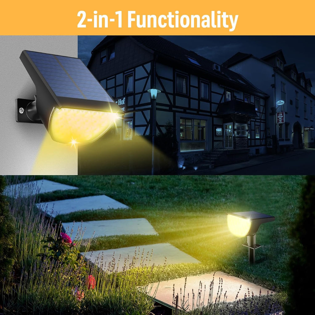Solar Lights Outdoor Waterproof IP65, Solar Powered 76 LED 3 Lighting Modes Solar Spot Lights Outdoor for Yard Garden