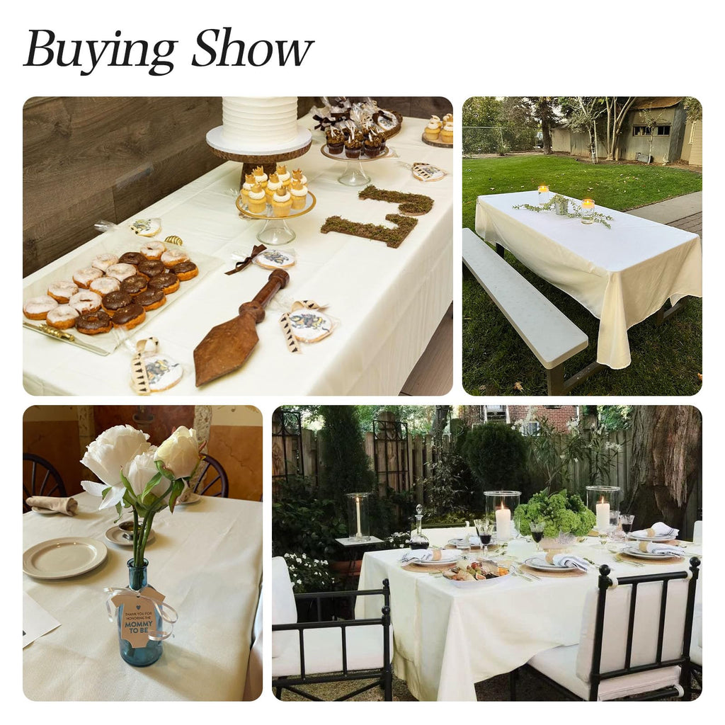 2 Pack Ivory Table Cloth Rectangle 60X102 Inch Tablecloth Fit 6FT