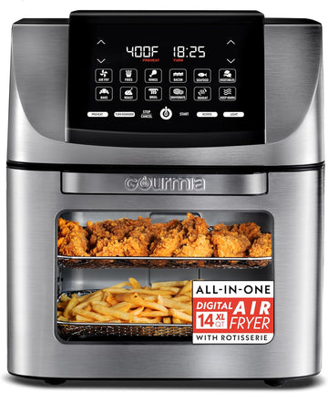 Air Fryer - 14 Qt All-in-One Rotisserie Oven with Digital Display, 12 Presets, Roast, Bake, Broil, D