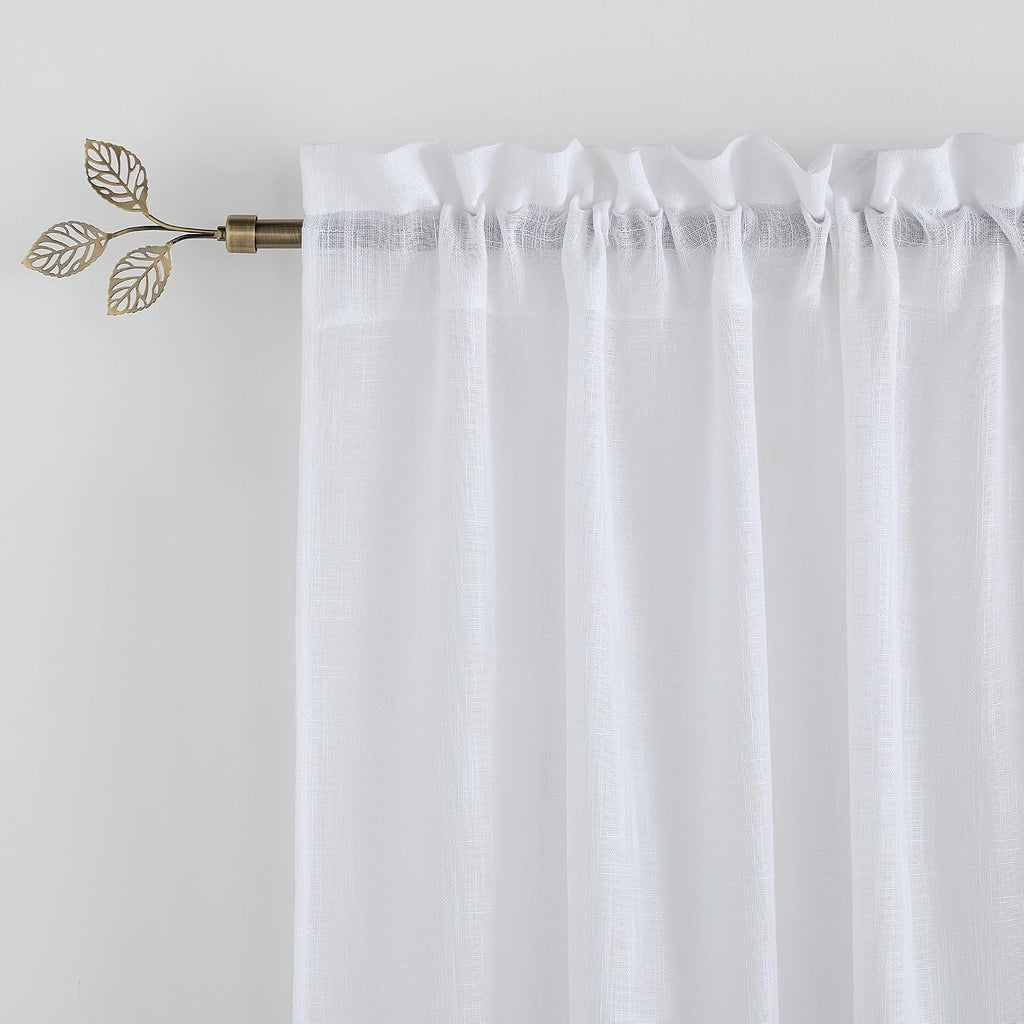 Brass Curtain Rod 1 Inch Diameter with Vivid Leaf Finials Telescoping Single Rod for Kitchen Living Room Bedroom