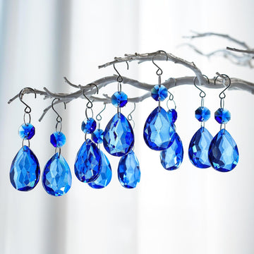 10 Pcs Blue Crystal Bauhinia Suncatcher Prisms Chandelier Window Decor - Blue Crystal Bauhinia Prisms Suncatcher