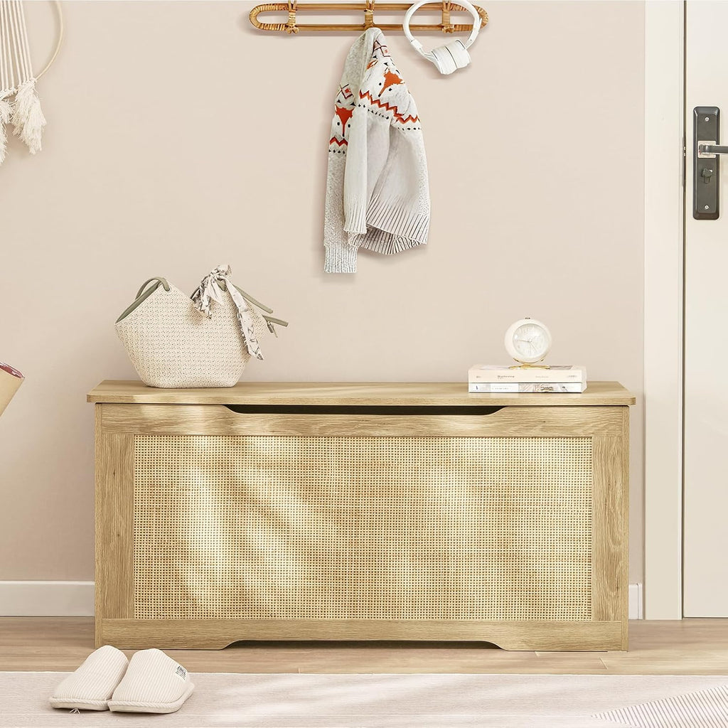 39.4" Storage Chest, Toy Box with 2 Safety Hinges, Toy Chest , Storage Bench with Storage, Shoe Bench, Supports 220