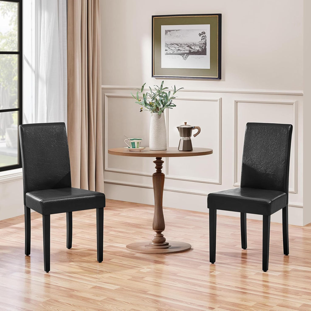 Dining Chairs Set of 2 Faux Leather Modern Dining Room Chairs with Rubberwood Legs and Padded Seat for Kitchen/Living