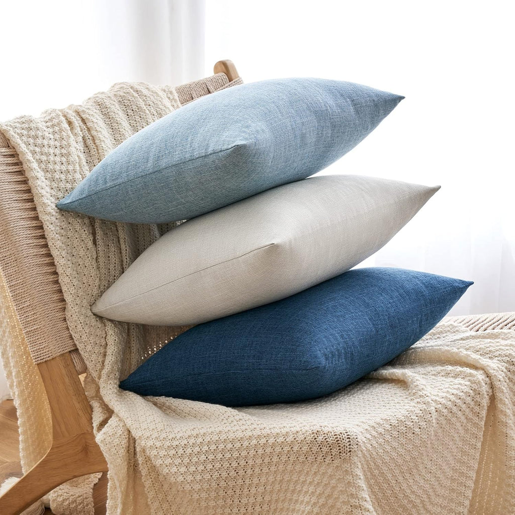 Pack of 2 Decorative Linen Burlap Textured Pillow Covers Farmhouse Boho Accent Pillowcases Spring Coastal Home Decor