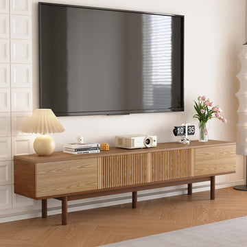 88" Fully Assembled TV Stand, Solid Wood TV Console for 75+ TVs