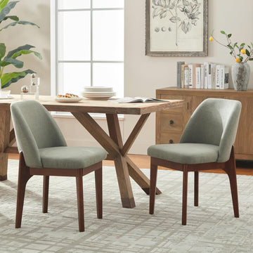 Wooden Dining Chairs Set of 2, Upholstered Dining Room Chairs with Rubberwood Legs and Padded Seats, Kitchen Chairs