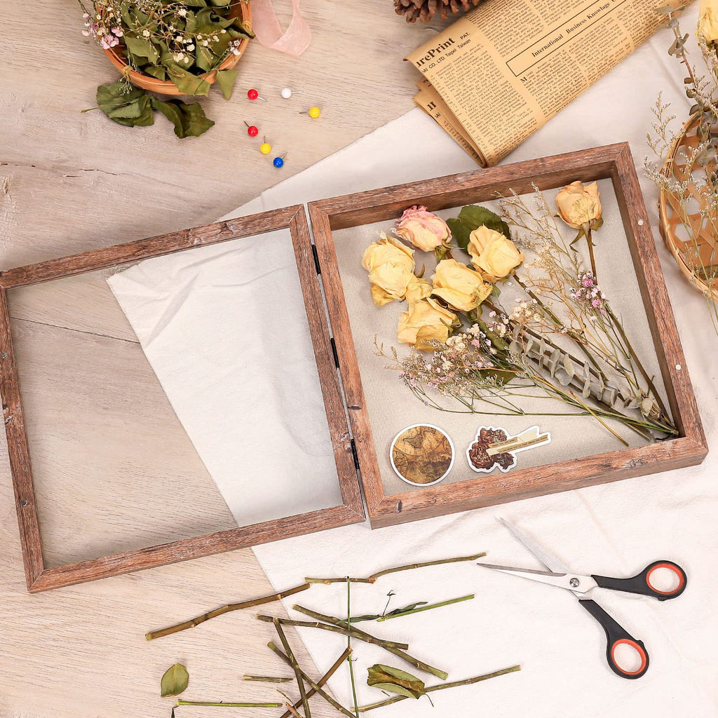 11x11 Shadow Box Frame with Linen Back - Sturdy Rustic Memory Display Case of Flower, Pictures, Medals and More