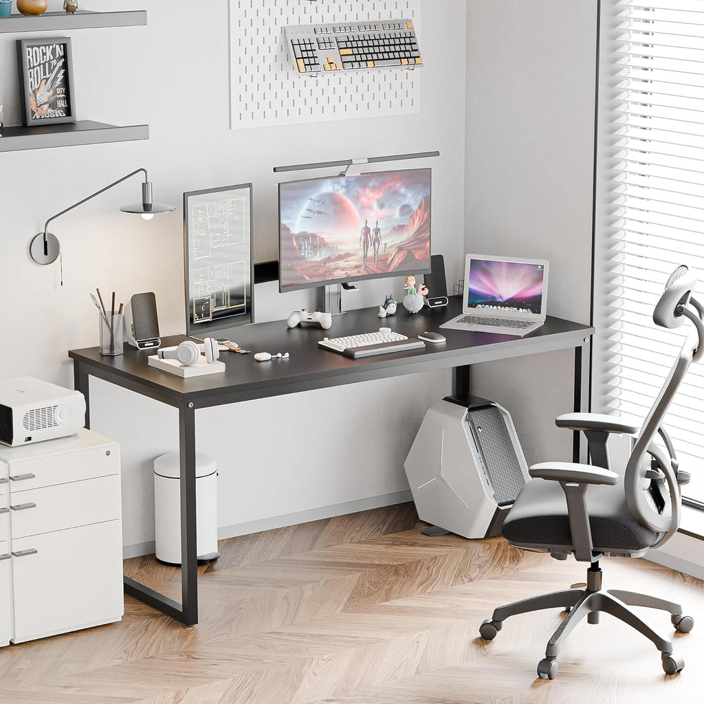 Computer Desk,55 Inch Office Desk Gaming Desk Writing Desk, Modern Simple Desk PC Laptop Study Student Table (Black