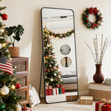Black Full Length Mirror, 56"x21" Rounded Corner Floor Mirror Standing Hanging or Leaning Against Wall, Suitable or