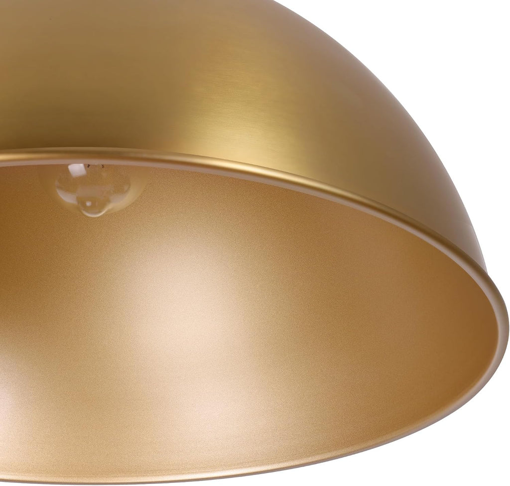 17.7 Inch Large Dome Pendant Light, 1-Light Brushed Gold Pendant Lighting All Metal, Modern Single Ceiling Hanging