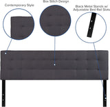 Bedford Tufted Upholstered King Headboard in Dark Gray Fabric