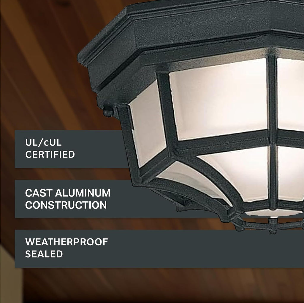Builder Cast Outdoor Flush Mount Ceiling Light, 10.5 in W, Black