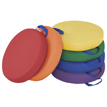 SoftZone Floor Cushions, Round, Flexible Seating, Assorted, 6-Piece