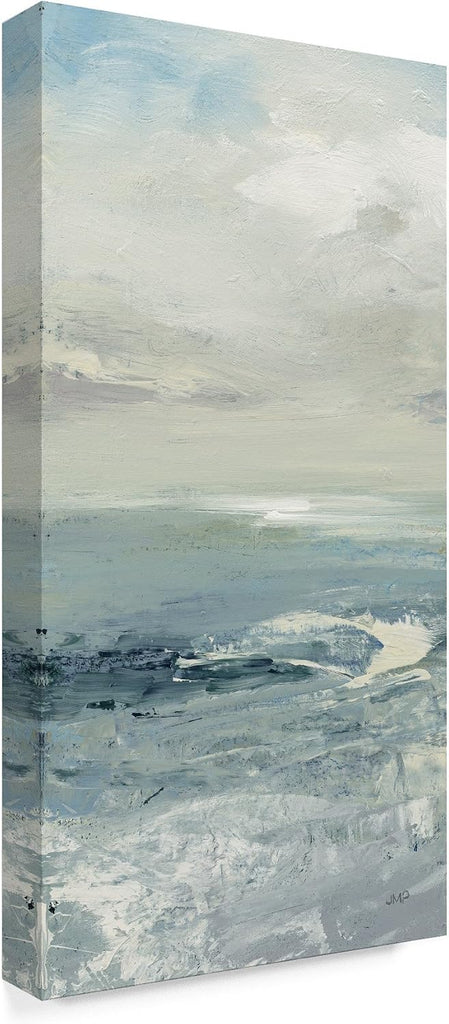 Wrapped Canvas Wall Art - Julia Purinton 'Waves Ii Muted' Wall Art , or Office Décor - 16x32