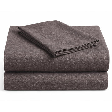 Twin XL Cotton Knit Jersey Sheet Set, 15" Deep Pocket, Heather Grey, 3pc