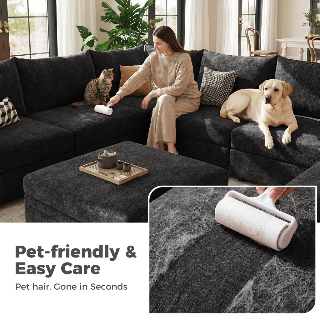 103.5" Oversized Modular Sectional Sofa, L Shaped Convertible Couch with Movable Ottoman, Large 6 Seat Corner Couches