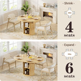 40-55in Extendable Round Dining Table for 4 - 6, Modern Oval Dining Table, Multi-Use Kitchen Table with Removable