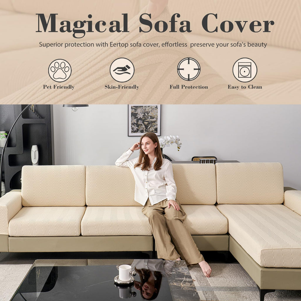 Couch Cushion Covers for Sectional Sofa, Wear Resistant Stretch Sofa Slipcovers for Chair Sofa Cushion Furniture
