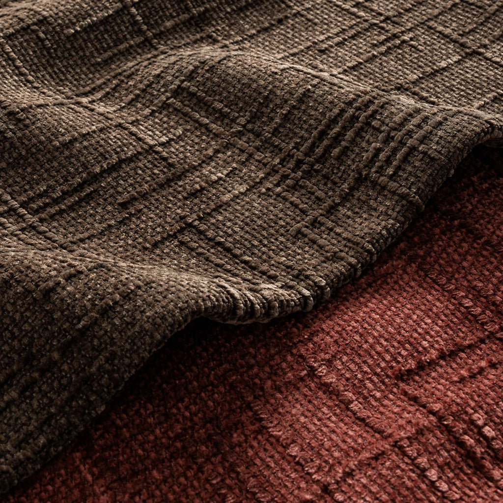 Chenille Textured Throw Pillow Covers Reddish Brown 20x20 Set of 2