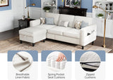 Sectional Couches for Living Room Convertible 3 Seater Sofas 78" L Shaped Couch with Removable Storage Ottoman Modern