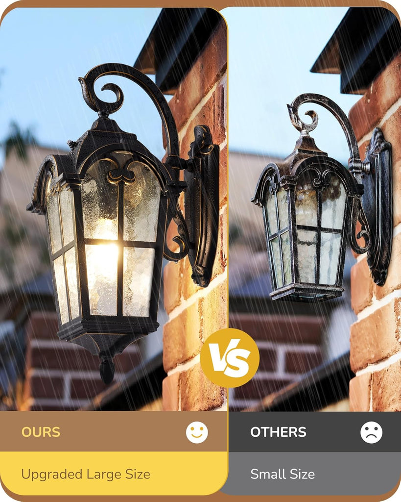 Dusk to Dawn Outdoor Wall Lights, 20.4" Large Size Exterior Lantern Fixture, Porch Lights Wall Mount, Roman Wall Lamp
