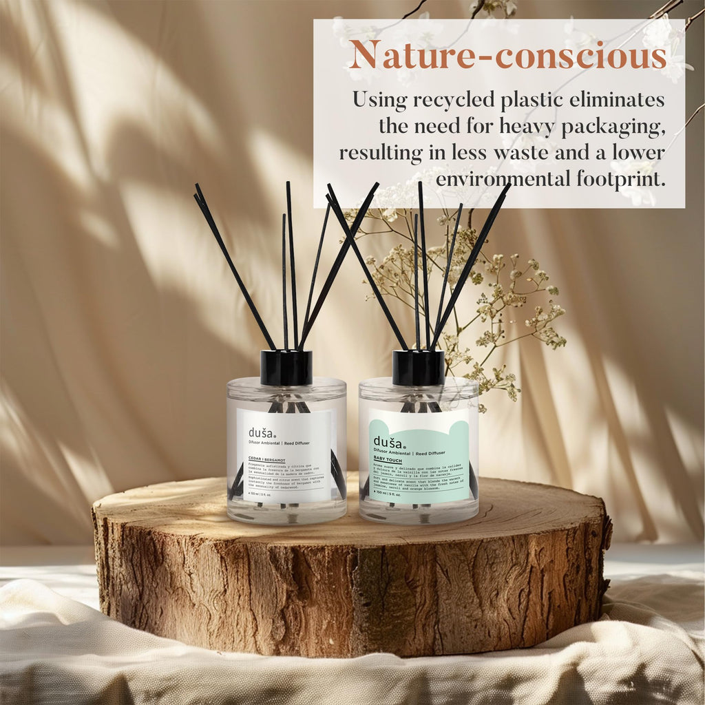Lemongrass Reed Diffuser & Sticks - 5 Fl Oz Essential Home Fragrance & Living Spaces - Stylish & Long-Lasting Room