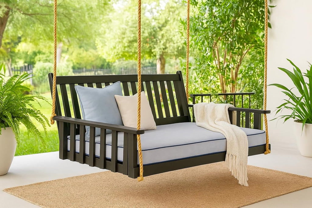 Outdoor Twin Daybed Cushion Set, Patio Porch Swing Bed Mattress - Soft Comfortable Replacement Cushions with Non-Slip