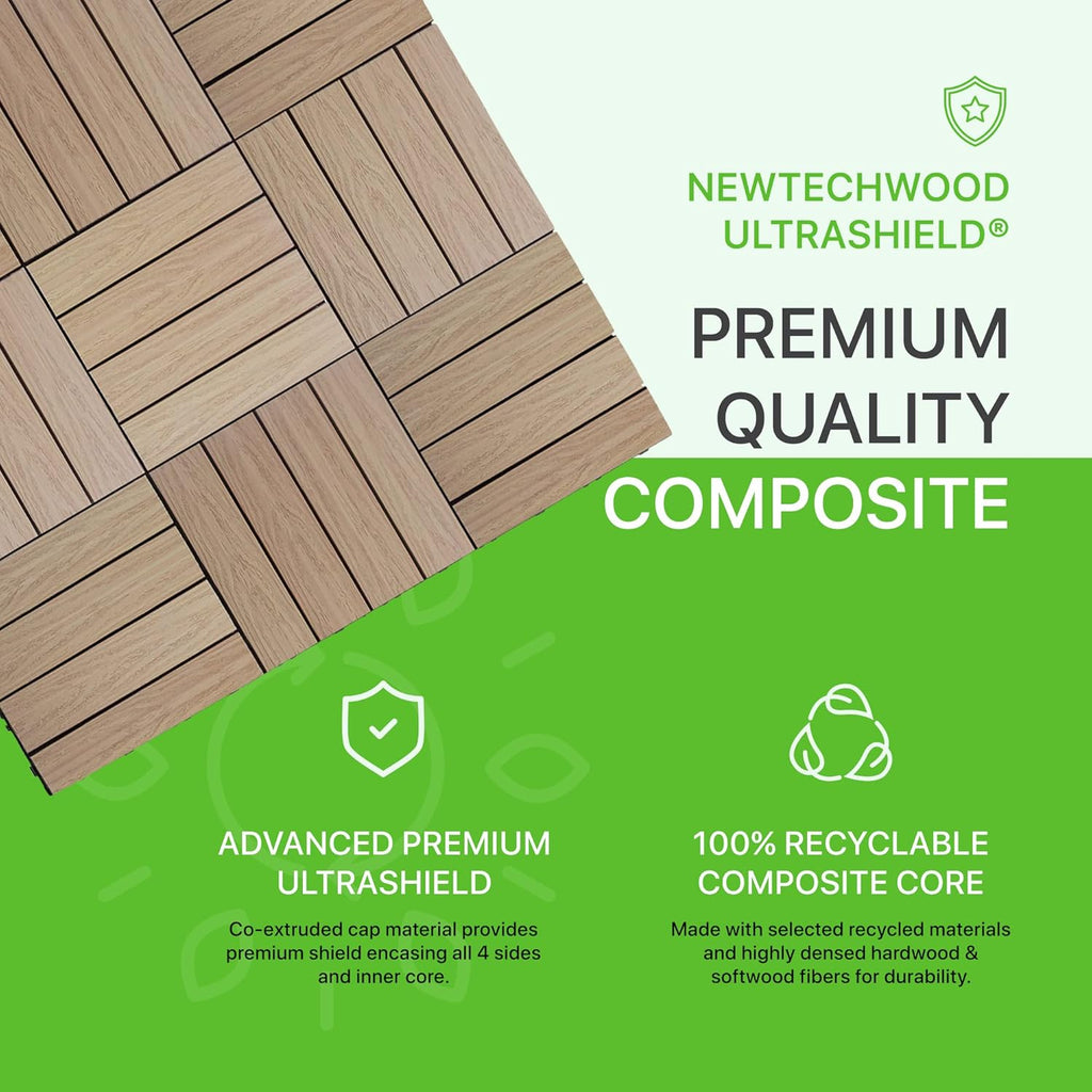 UltraShield Naturale 1 ft. x 1 ft. Quick Deck Outdoor Composite Deck Tile in Canadian Maple (10 sq. ft. per Box)