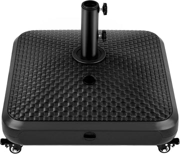 123lb Capacity Fillable Mobile Patio Umbrella Base, Windproof Heavy Duty Market Stand with 4 Wheels