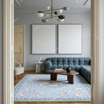 Hand Tufted Wool Area Rug, Scandinavian Abstract
