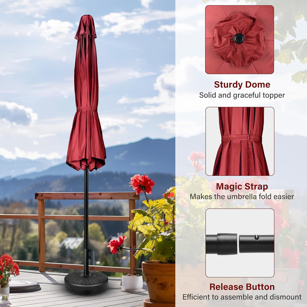7.5ft Patio Umbrella Outdoor Table Market Yard Umbrella with Push Button Tilt/Crank, 6 Sturdy Ribs Pool, Red
