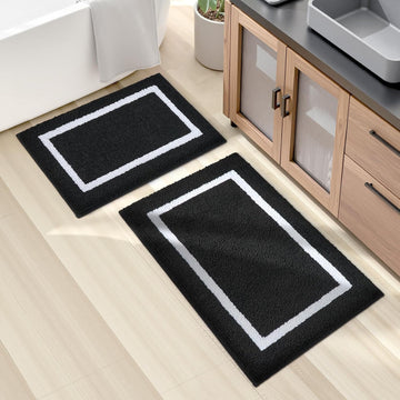 Bathroom Rugs Sets 2 Piece, Super Soft and Absorbent Microfiber Tufted Bath Mats, Non-Slip and Machine Washable Bath