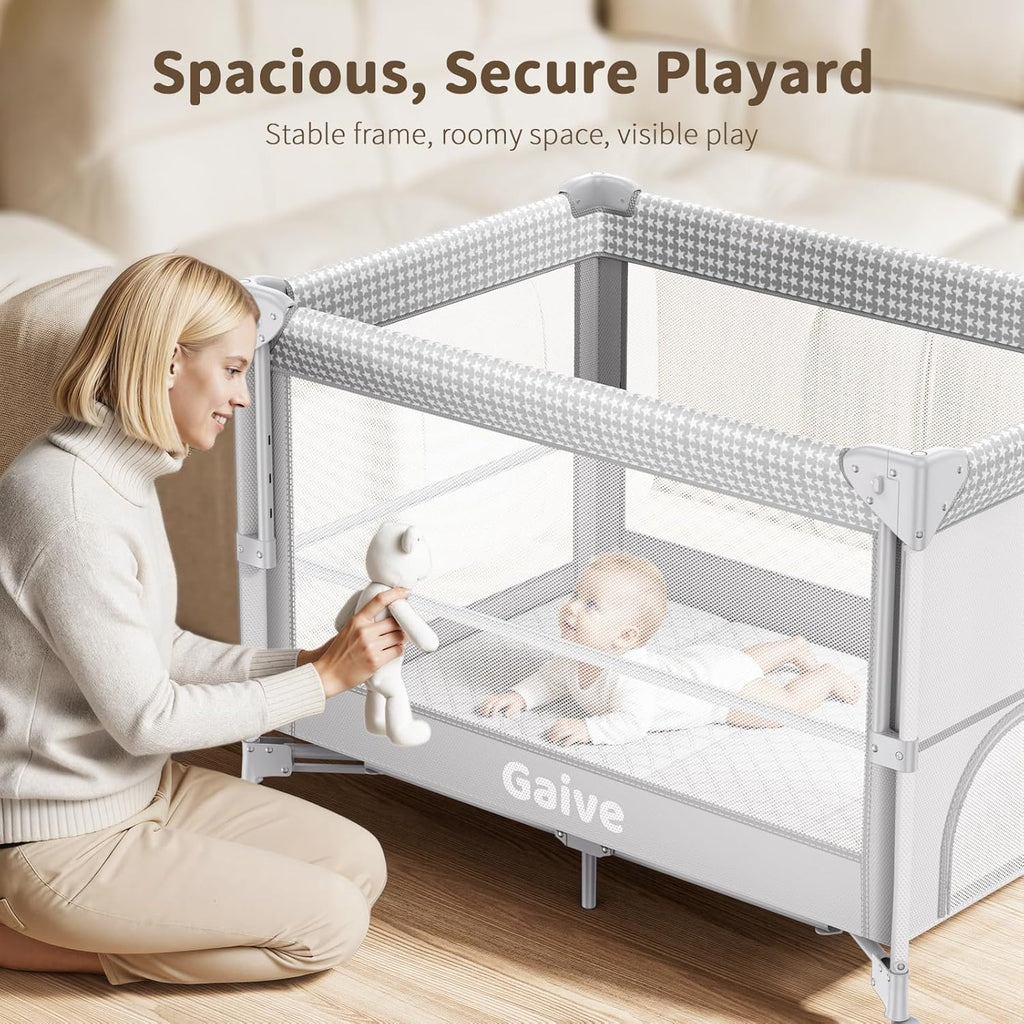 4 in 1 Baby Bassinet, One-Push Setup Pack and Play, Bedside Crib Sleeper with 3 Height Adjustable,Diaper Changer