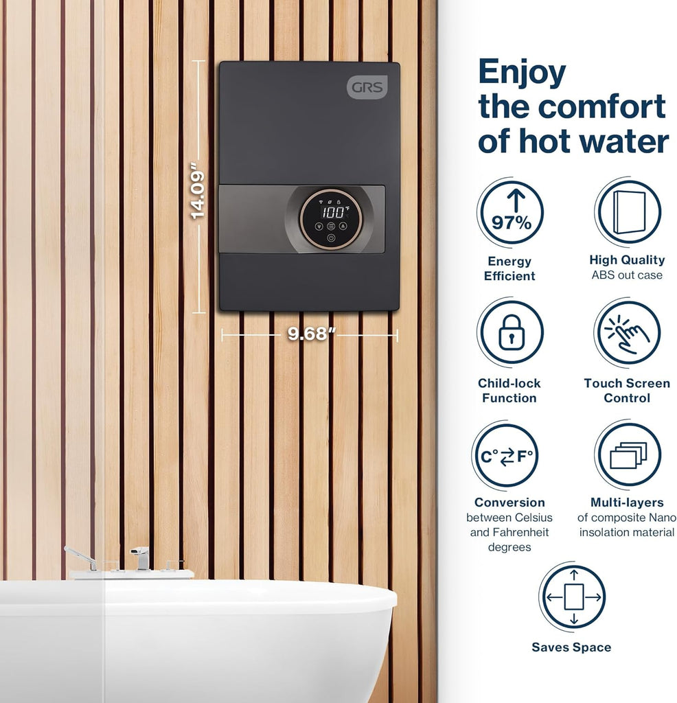 Tankless Water Heater Electric 13KW 240V | Easy to Install Electric Heater with Digital Display | Whole House Water