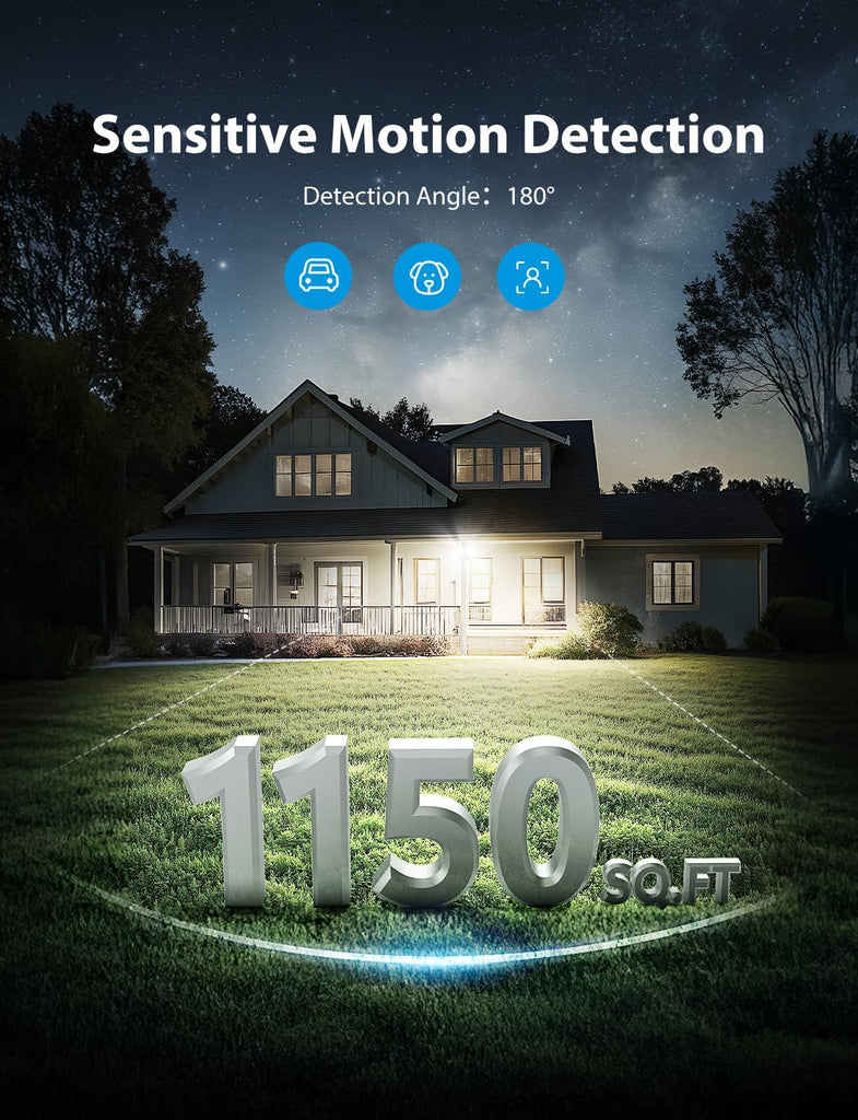 32W 2 Head Motion Sensor Outdoor Lights, 3200LM 6500K LED Security Light Hardwired, Dusk to Dawn, Motion Detector